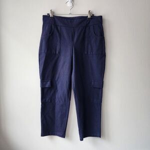 Women With Control Crop Pull On Pants | Small Petite | Navy Blue Cargo Pockets